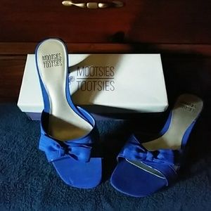 Colbalt Blue kitten heel slides